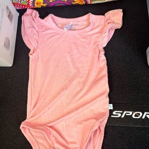 Posh peanut ruffle sleeve onesie! Bamboo